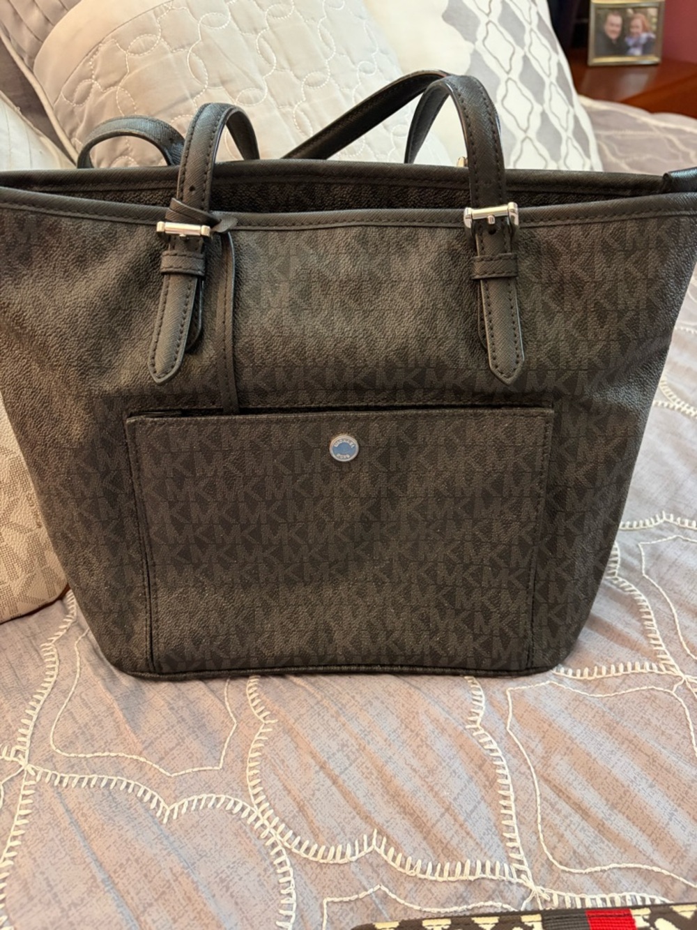Michael Kors Dark Gray MK Monogram Tote